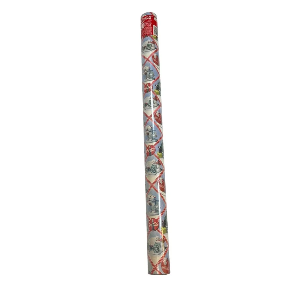 Vintage‎ 1997 Coca-Cola Polar Bear Christmas Wrapping Paper 50 Sq Ft Gift Wrap